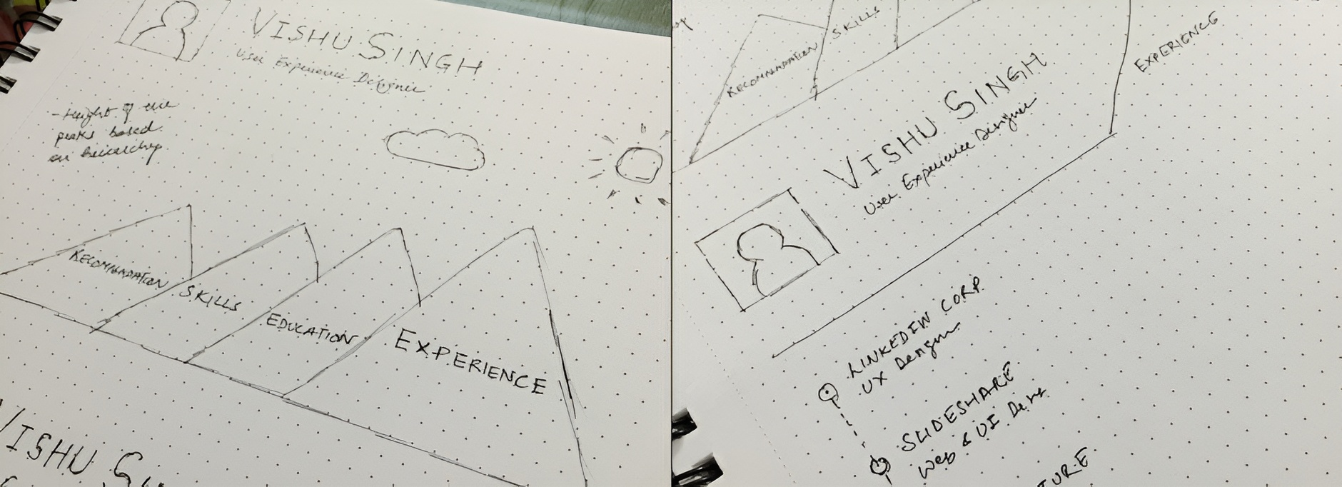 Wireframe for a concept of the professional journey template